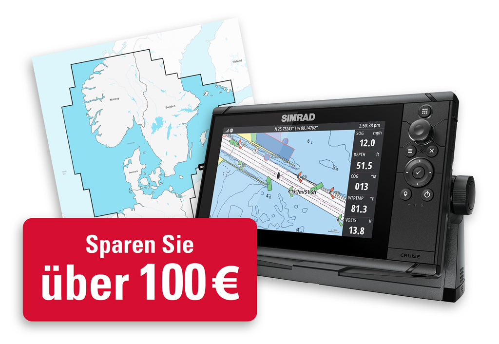 Simrad Cruise GPS-Seekartenplotter mit Navionics+ Seekarte bei